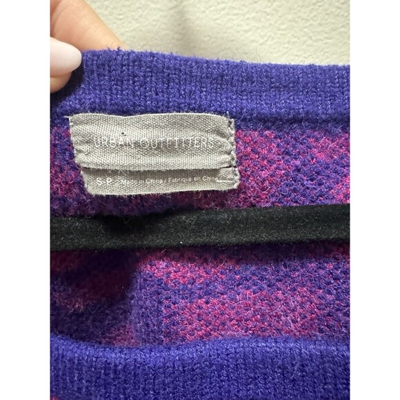 Urban Outfitters Bernadette Puff Sleeve Cropped Sweater Purple Animal Print Smal - Picture 3 of 5